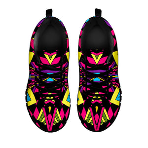 Psychedelic Ethnic Trippy Print Black Running Shoes