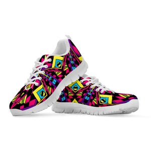Psychedelic Ethnic Trippy Print White Running Shoes
