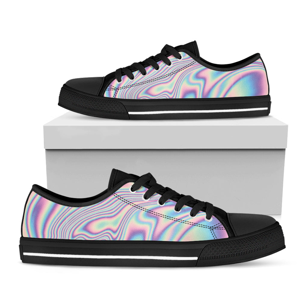 Psychedelic Holographic Print Black Low Top Sneakers