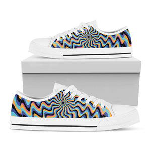Psychedelic Illusory Motion Print White Low Top Sneakers