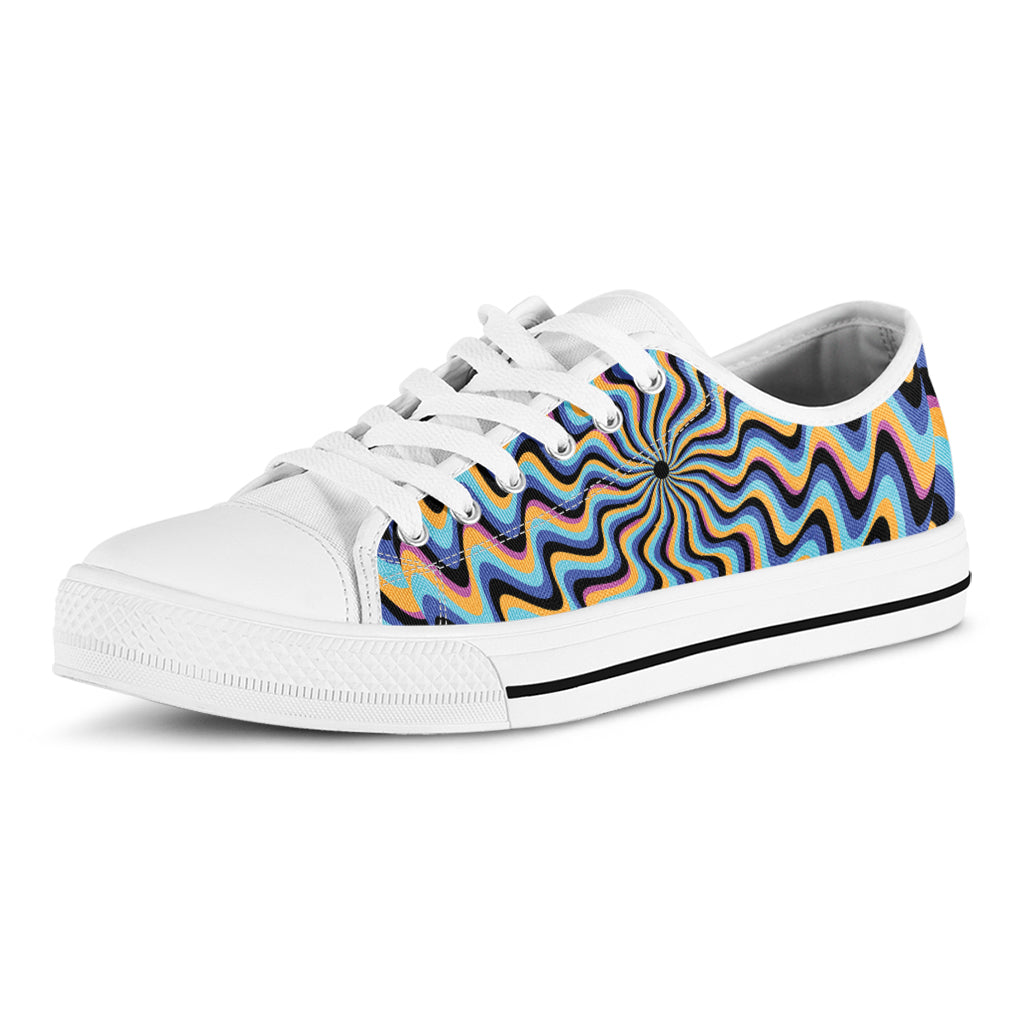 Psychedelic Illusory Motion Print White Low Top Sneakers