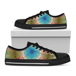 Psychedelic Kaleidoscope Print Black Low Top Sneakers