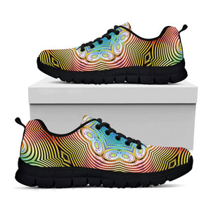 Psychedelic Kaleidoscope Print Black Running Shoes