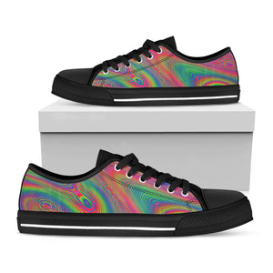 Psychedelic Rave Print Black Low Top Sneakers