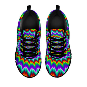 Psychedelic Spiral Optical Illusion Black Running Shoes