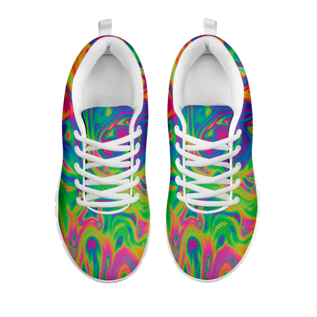 Psychedelic Surface Print White Running Shoes