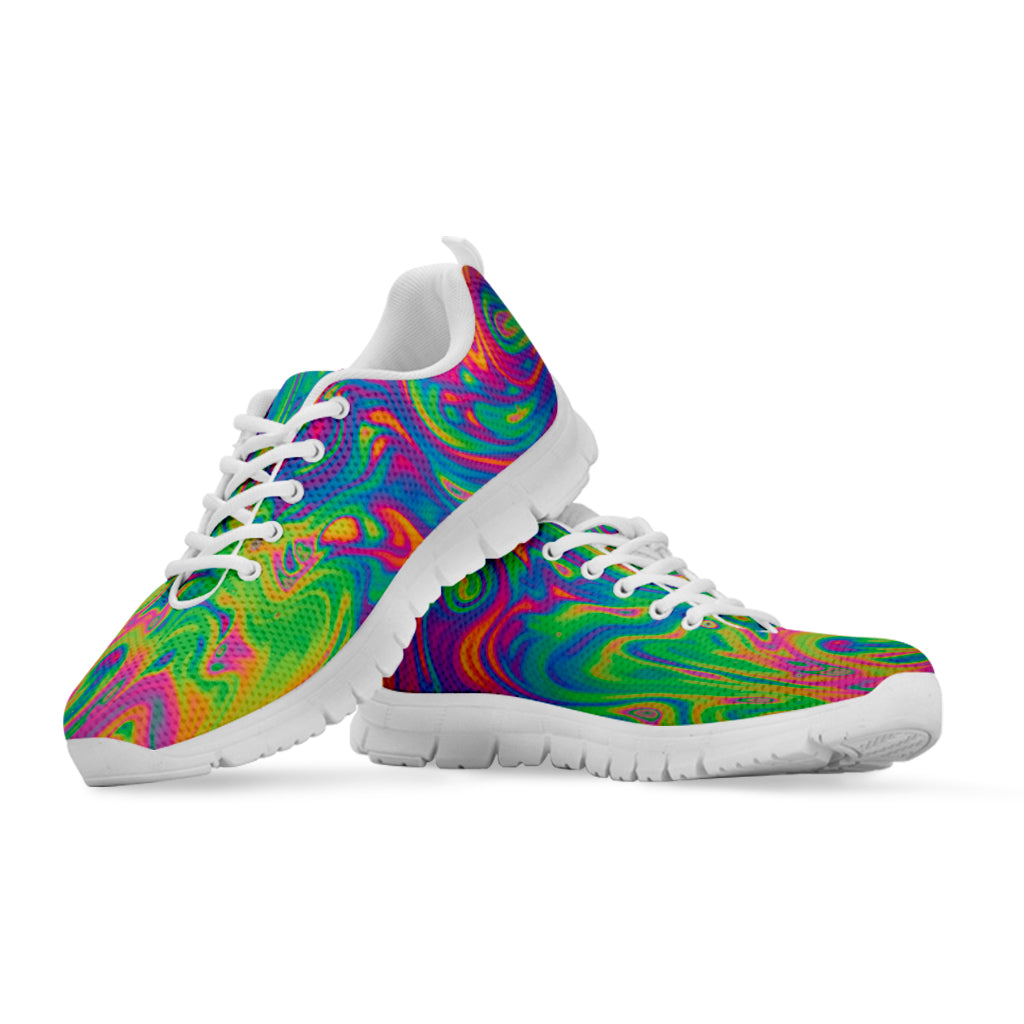 Psychedelic Surface Print White Running Shoes