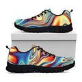 Psychedelic Wave Print Black Running Shoes