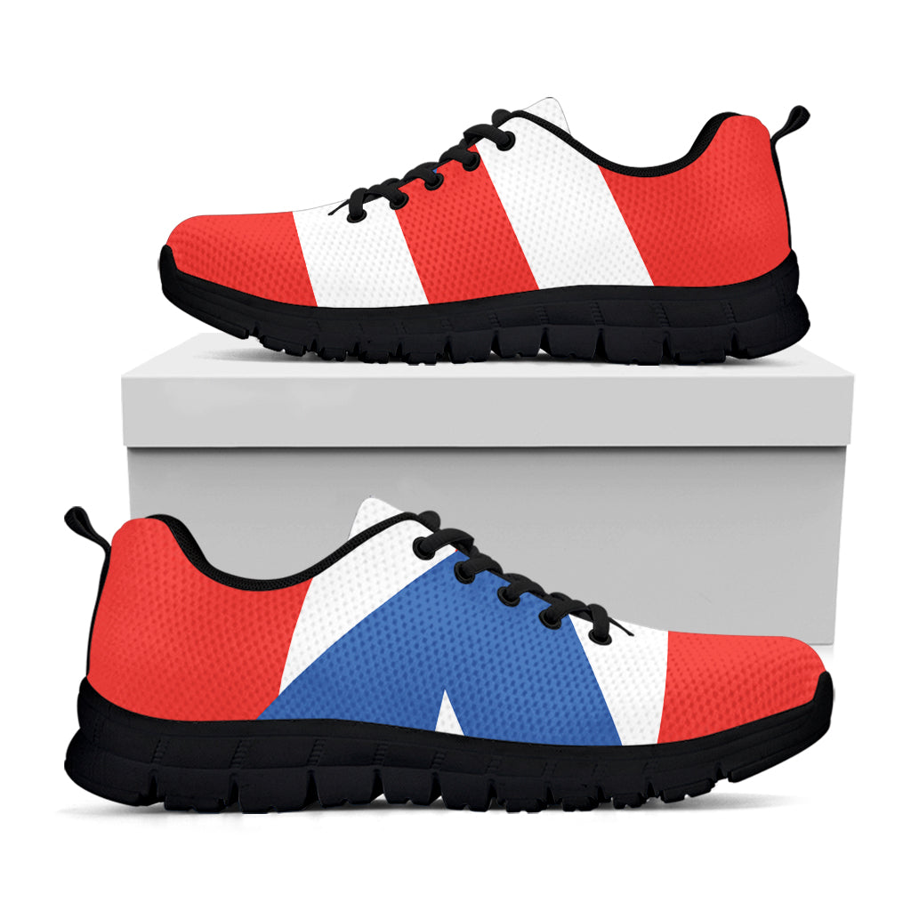 Puerto Rican Flag Print Black Running Shoes