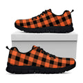 Pumpkin Orange Buffalo Check Print Black Running Shoes