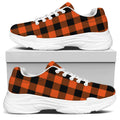 Pumpkin Orange Buffalo Check Print White Chunky Shoes