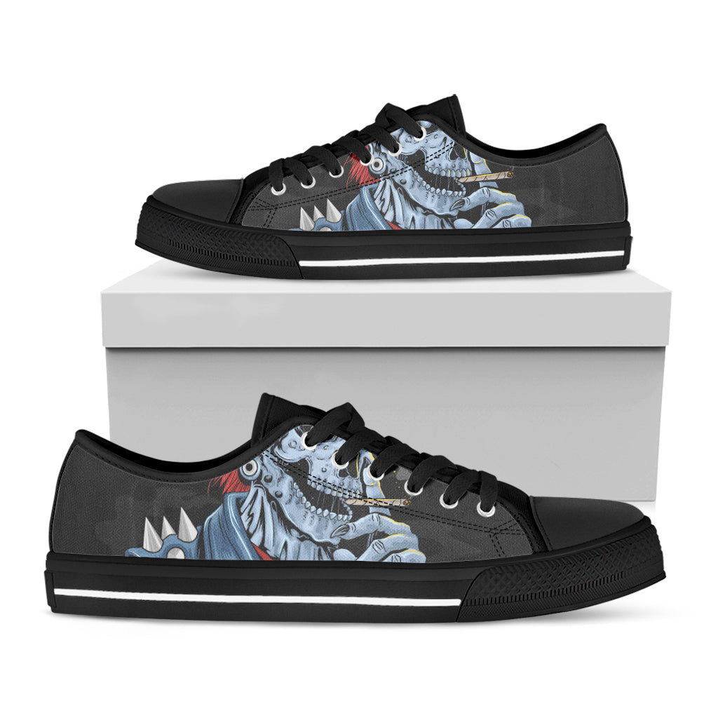 Punk Mohawk Devil Print Black Low Top Sneakers