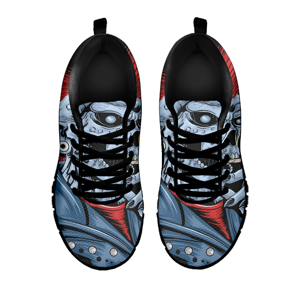 Punk Mohawk Devil Print Black Running Shoes