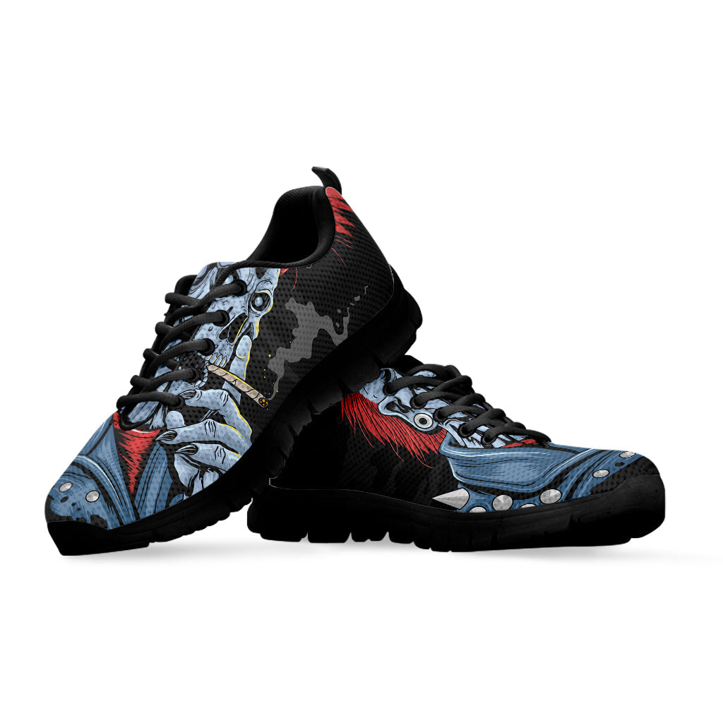 Punk Mohawk Devil Print Black Running Shoes