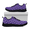 Purple Alien Face Pattern Print Black Running Shoes