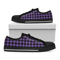 Purple And Black Buffalo Check Print Black Low Top Sneakers