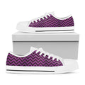 Purple And Black Chevron Pattern Print White Low Top Sneakers