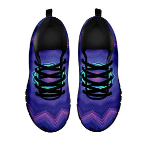 Purple And Blue Kaleidoscope Print Black Running Shoes
