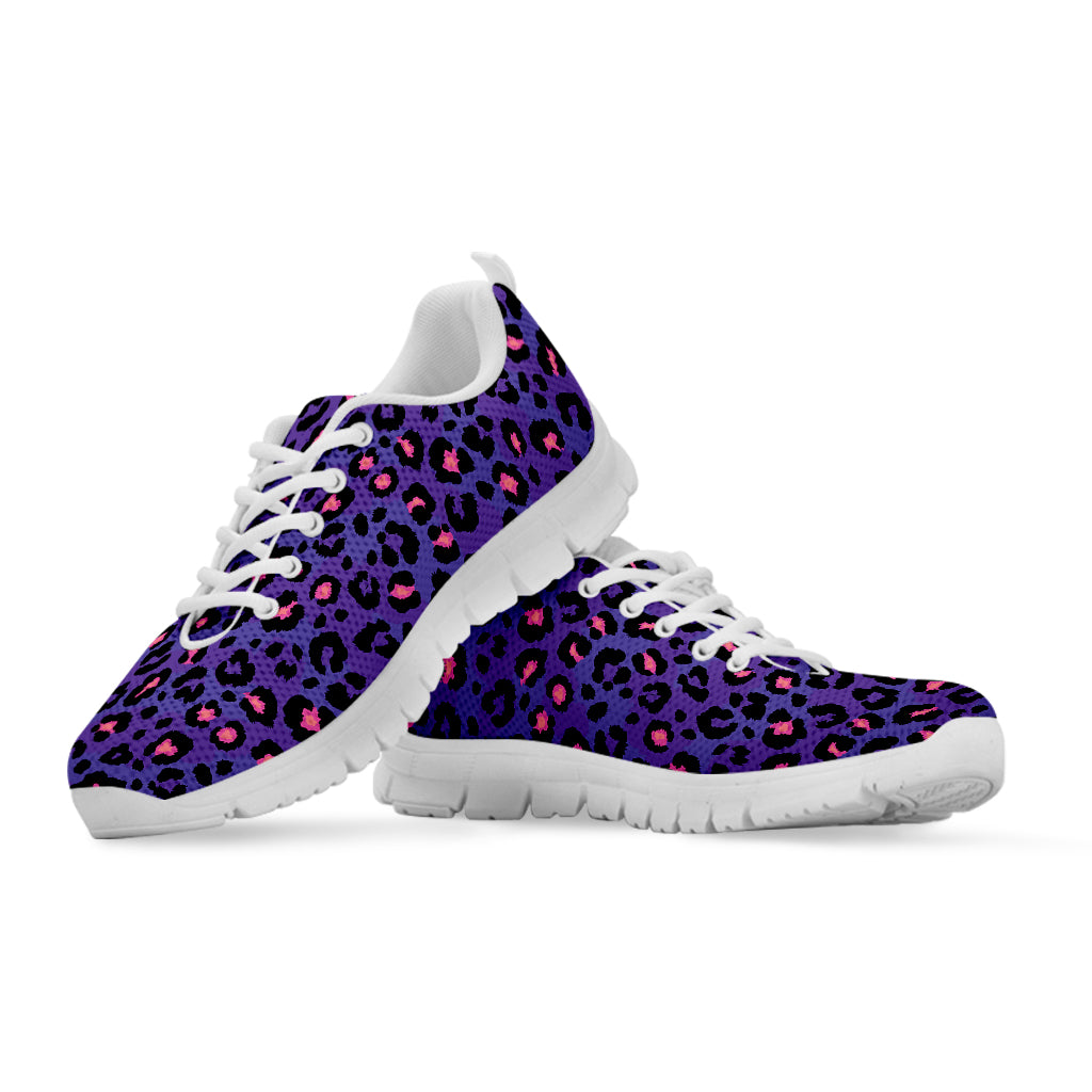 Purple And Pink Leopard Print White Running Shoes