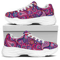 Purple And Pink Paisley Pattern Print White Chunky Shoes