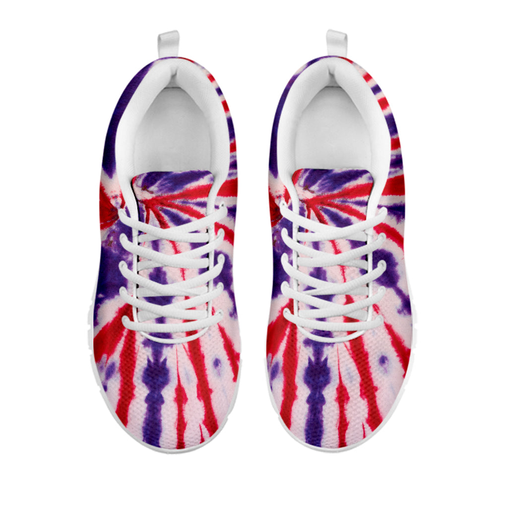 Purple And Red Spider Tie Dye Print White Running Shoes