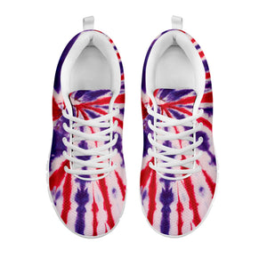 Purple And Red Spider Tie Dye Print White Running Shoes
