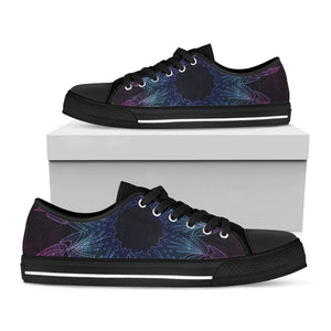 Purple And Teal Dark Mandala Print Black Low Top Sneakers