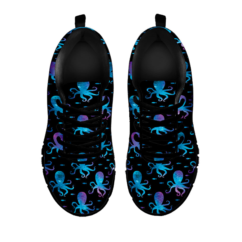 Purple And Teal Octopus Pattern Print Black Running Shoes
