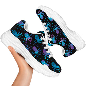 Purple And Teal Octopus Pattern Print White Chunky Shoes