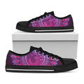 Purple And Teal Om Mandala Print Black Low Top Sneakers