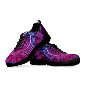 Purple And Teal Om Mandala Print Black Running Shoes