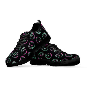 Purple And Teal Skull Pattern Print Black Running Shoes