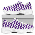 Purple And White Chevron Pattern Print White Chunky Shoes