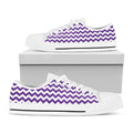 Purple And White Chevron Pattern Print White Low Top Sneakers