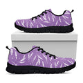 Purple And White Lavender Pattern Print Black Running Shoes