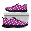 Purple And White Polka Dot Pattern Print Black Running Shoes