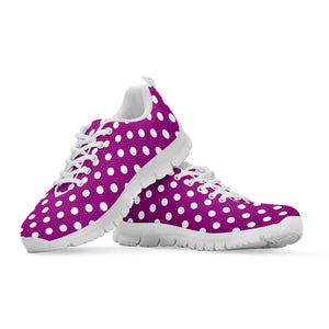 Purple And White Polka Dot Pattern Print White Running Shoes
