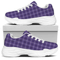 Purple And White Tattersall Print White Chunky Shoes