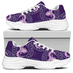 Purple Aries Zodiac Pattern Print White Chunky Shoes