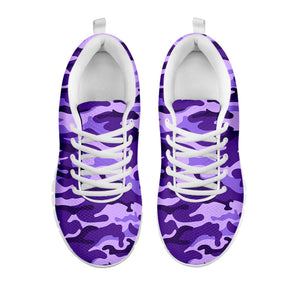 Purple Camouflage Print White Running Shoes