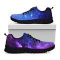 Purple Galaxy Space Blue Starfield Print Black Running Shoes