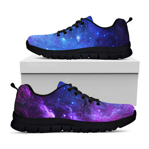 Purple Galaxy Space Blue Starfield Print Black Running Shoes