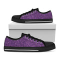 Purple (NOT Real) Glitter Print Black Low Top Sneakers