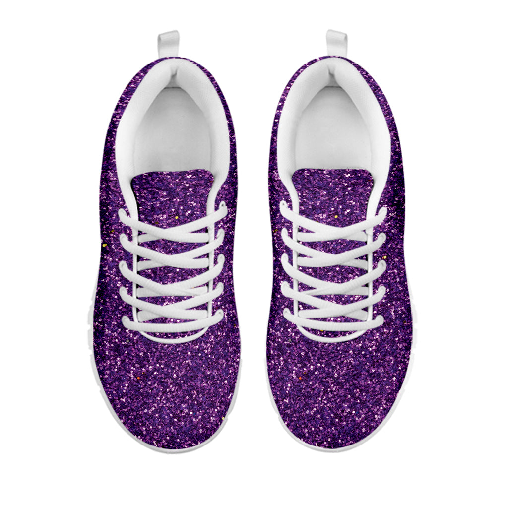 Purple (NOT Real) Glitter Print White Running Shoes