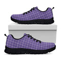 Purple Grey And White Tattersall Print Black Running Shoes