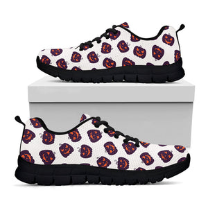 Purple Halloween Pumpkin Pattern Print Black Running Shoes