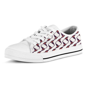Purple Halloween Witch Hat Pattern Print White Low Top Sneakers