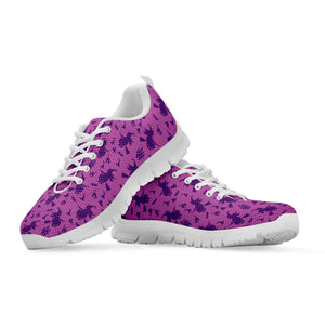 Purple Halloween Witch Pattern Print White Running Shoes