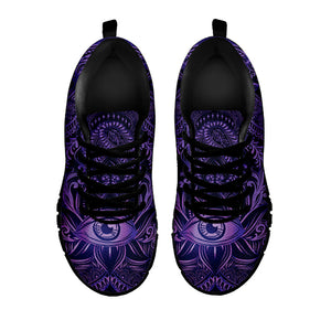 Purple Hamsa Hand Print Black Running Shoes