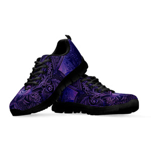 Purple Hamsa Hand Print Black Running Shoes